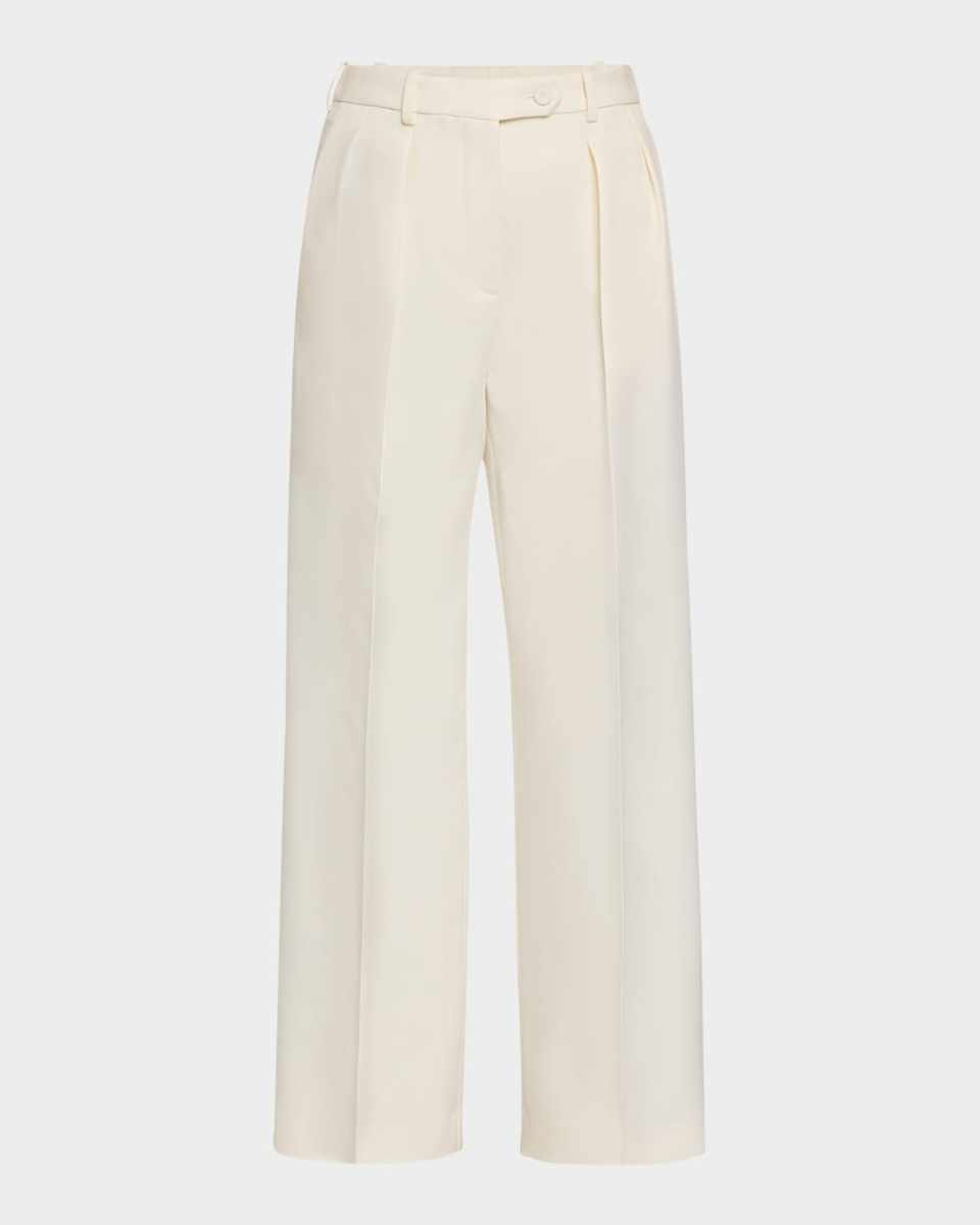 Bart Pleated Taper Leg Wool Trousers